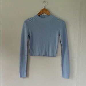 Brandy Melville Light Blue Ribbed Long Sleeve Top